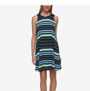 Tommy Hilfiger Sleeveless Striped Trapeze Dress